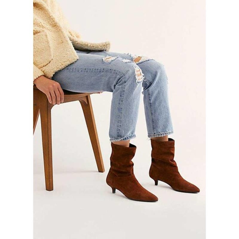 Vagabond Women Minna Slouchy Mid Calf Kitten Heel Suede Boot Brown 7